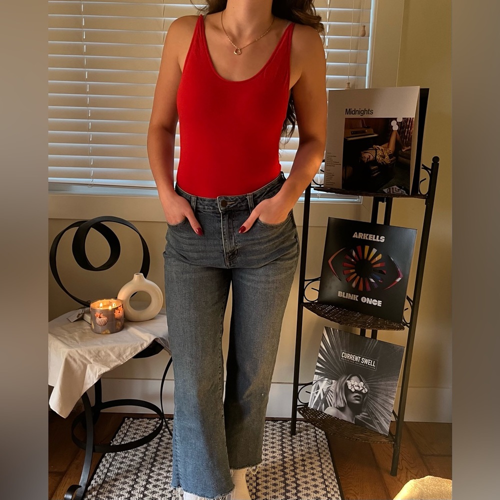 Babaton red body suit, in good condition!